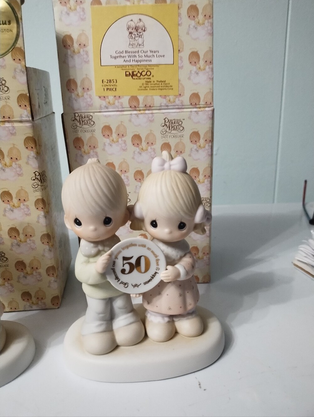 1983 Precious Moments Anniversary Figurines , #E 2859 & # E 2853 (40 & 50) - Picture 3 of 5